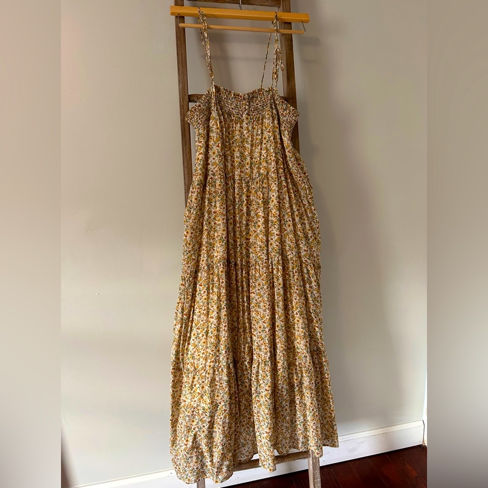 Spaghetti strap, yellow floral sundress